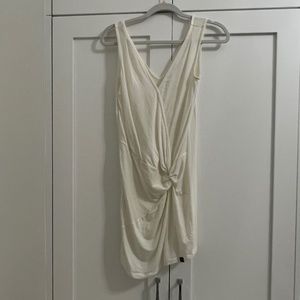 Zohba Stretch Sleeveless Deep V Fitted Cotton Jersey Tank Tunic White Small